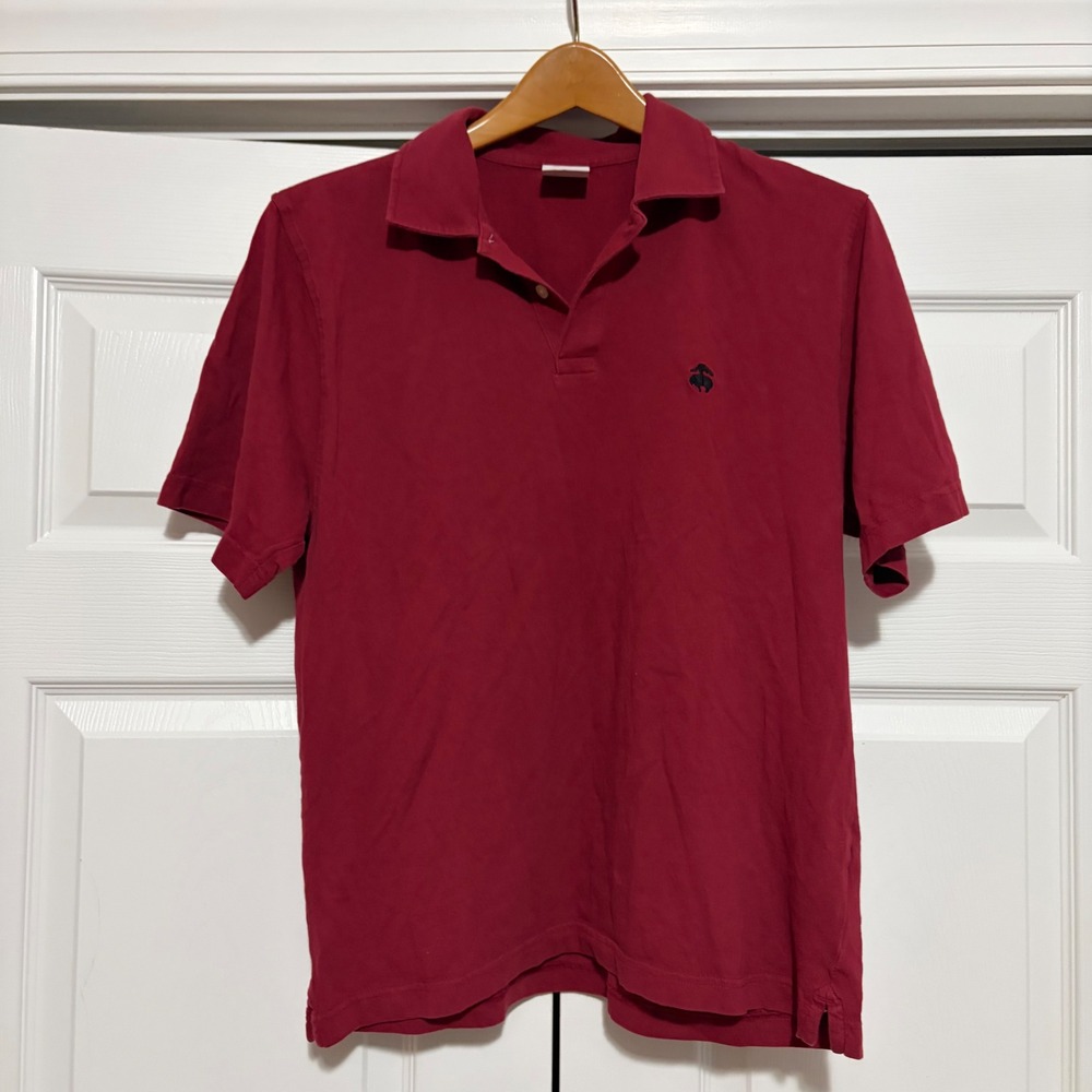 Brooks Brothers Polo Shirt Mens M Red Logo Preppy Academic Cotton Golf Maroon